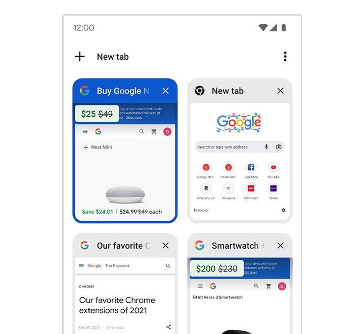 Google shows prices in your tabs for easier online shopping with Chrome.