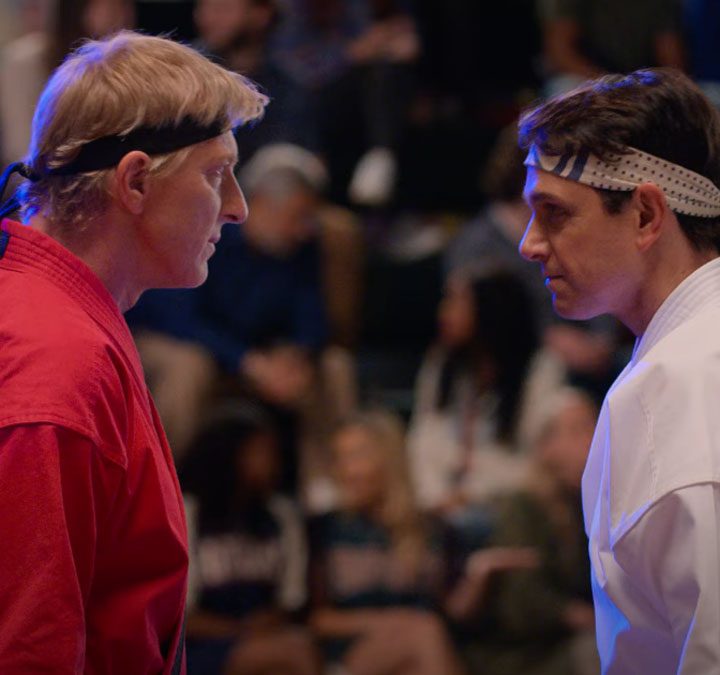 William Zabka and Ralph Macchio in a scene from Cobra Kai.