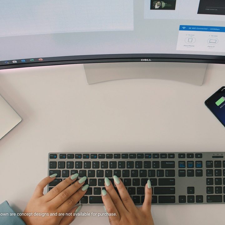 A top down look at Concept Flow, wirelessly connecting laptops to monitors.