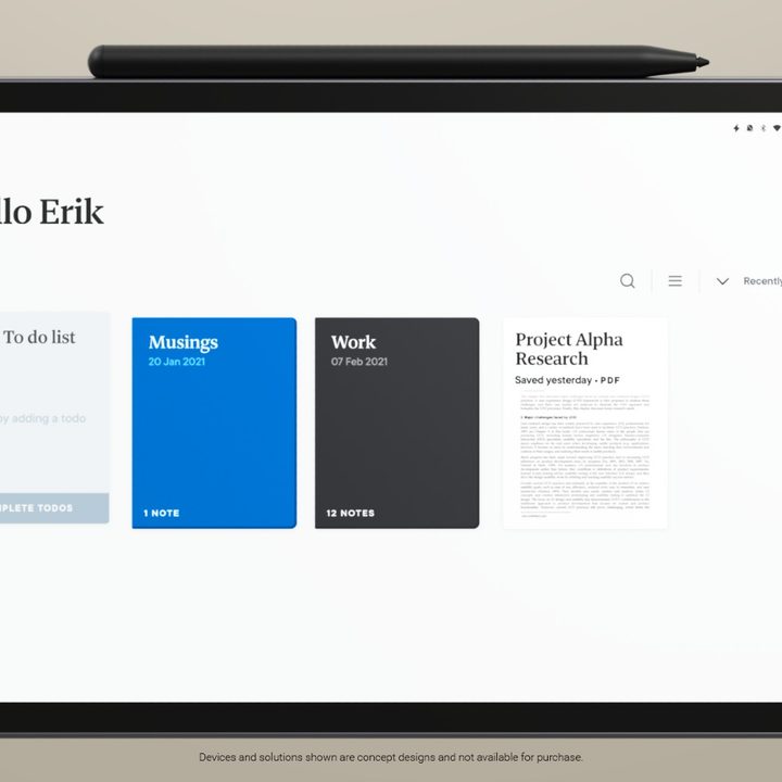 Dell's Concept Stanza tablet, showing its simple software.