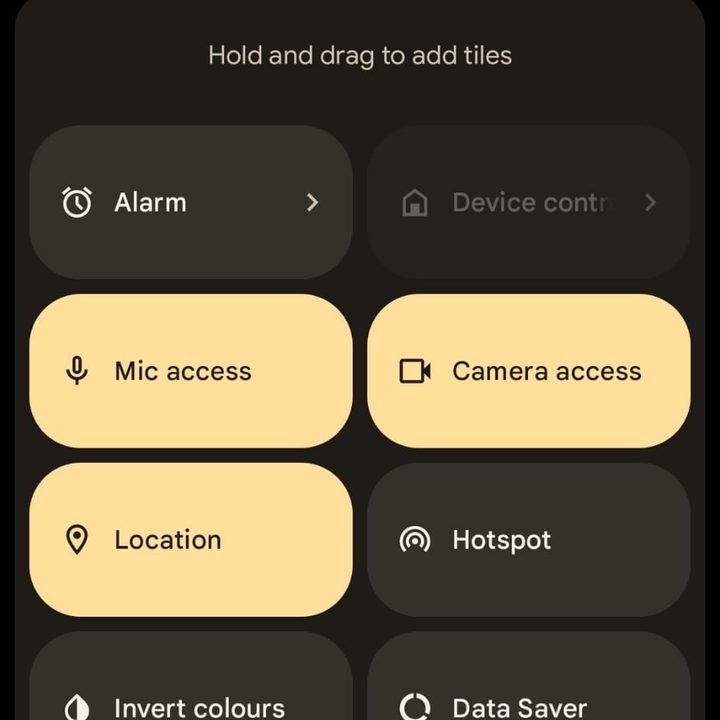 Controlling mic and camera access in Android 12.