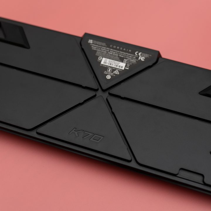 Routing channels on the bottom of the K70 RGB Pro.