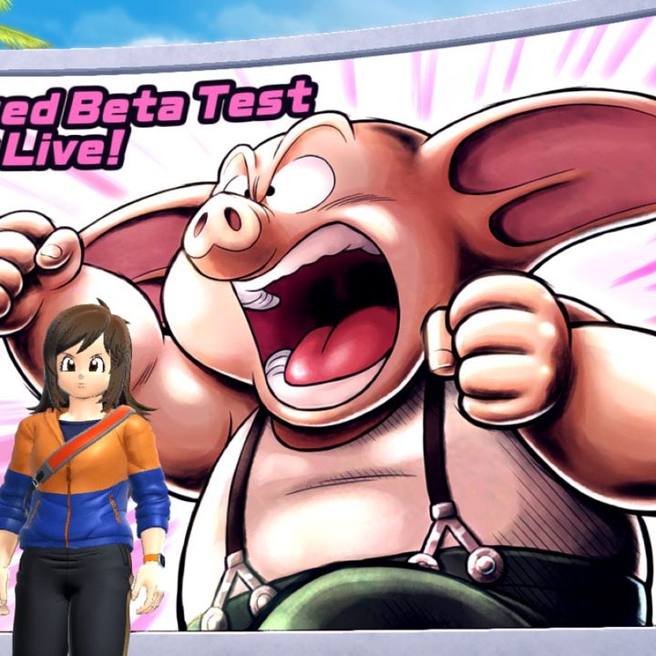 Female Human in front of Pig Billboard