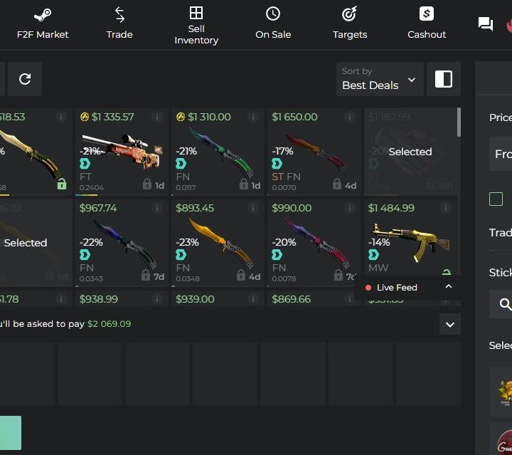 Counter Strike skins appear on the DMarket NFT shop.