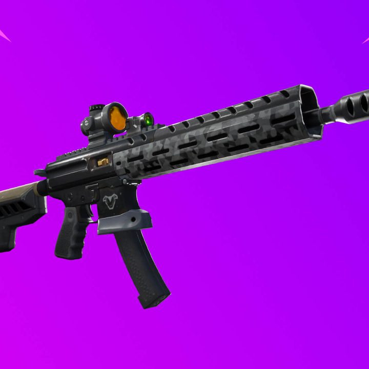 An Epic assault rifle in Fortnite.