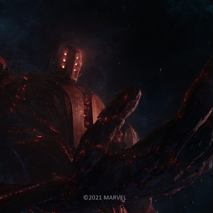 The celestial Arishem in a scene from Marvel's Eternals movie.