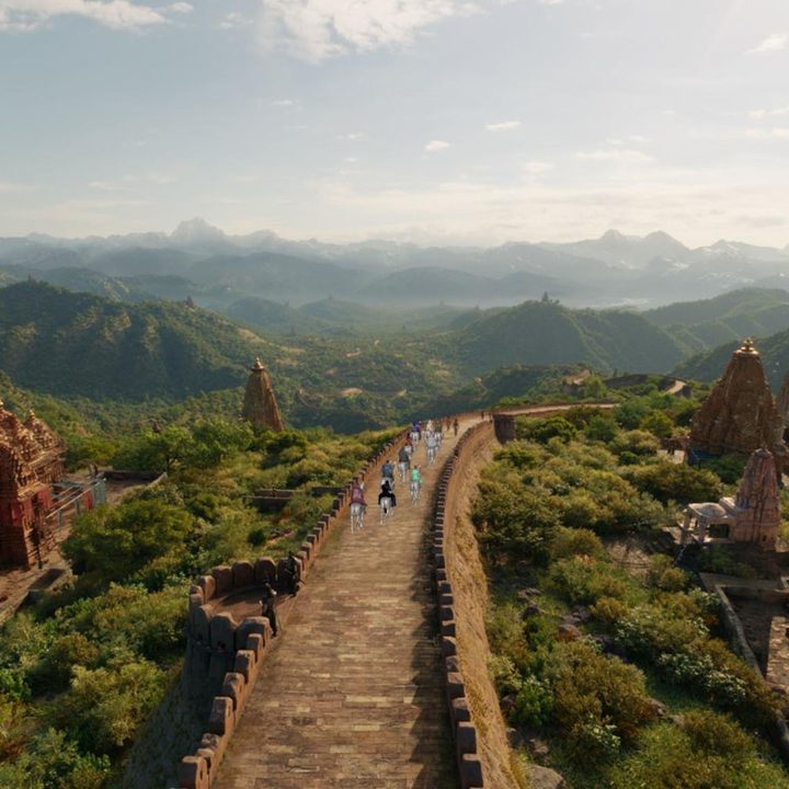 Visual effects shots from a cut scene in Marvel's Eternals.
