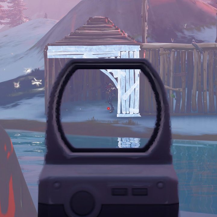 Aiming down sights in Fortnite.
