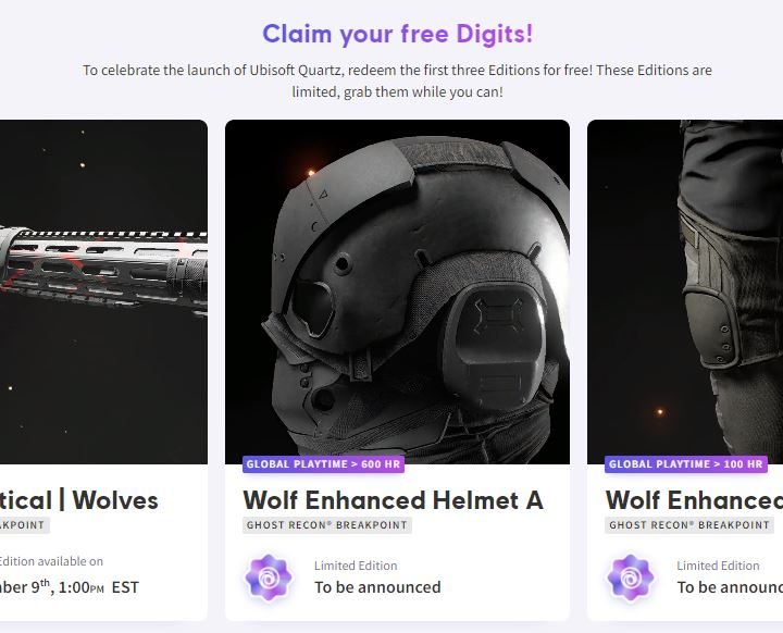 Three NFTs that players can get in Ghost Recon: Breakpoint.