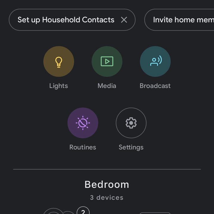 A screenshot of the google home routines menu.