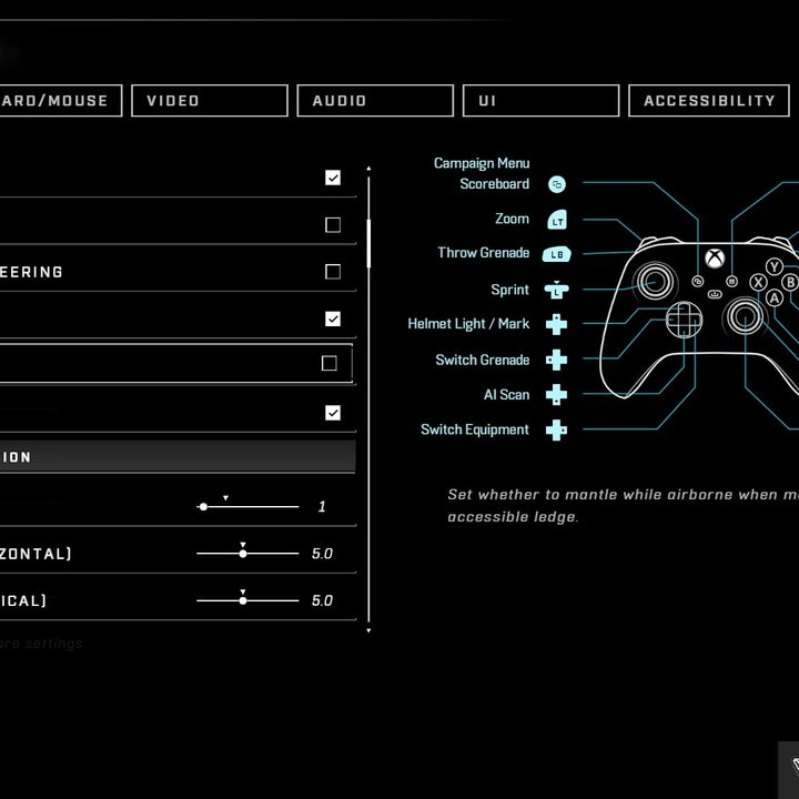 Auto clamber option in Halo Infinite's settings menu.