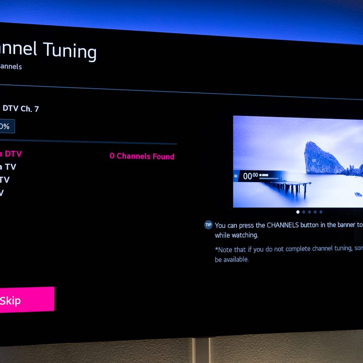 Channel tuning on an LG TV.