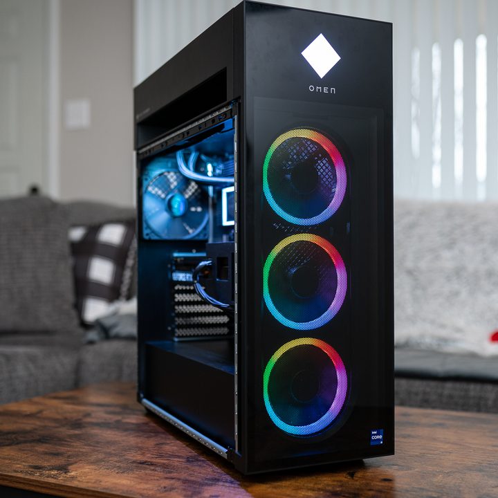 HP Omen 45L sitting on a table.