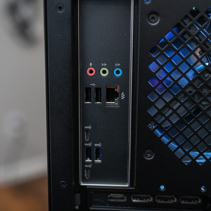 Ports on the back of the HP Omen 45L.