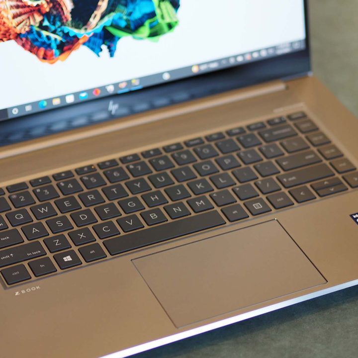 The HP ZBook Studio G8's keyboard and touchpad.