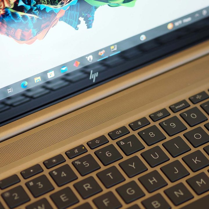 Speakers on the HP ZBook Studio G8 rest next to the keyboard.