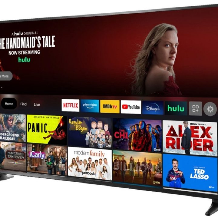 The 70-inch version of the Insignia F30 Series 4K TV, with Hulu's the Handmaid's Tale on the screen.