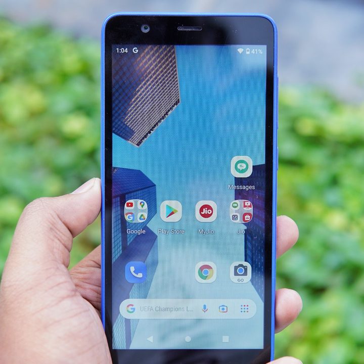 The display of the JioPhone Next.