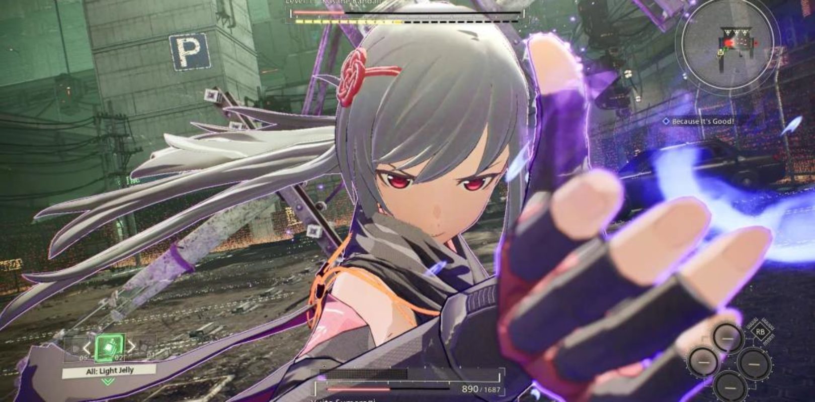 Kasane preparing an attack in Scarlet Nexus.