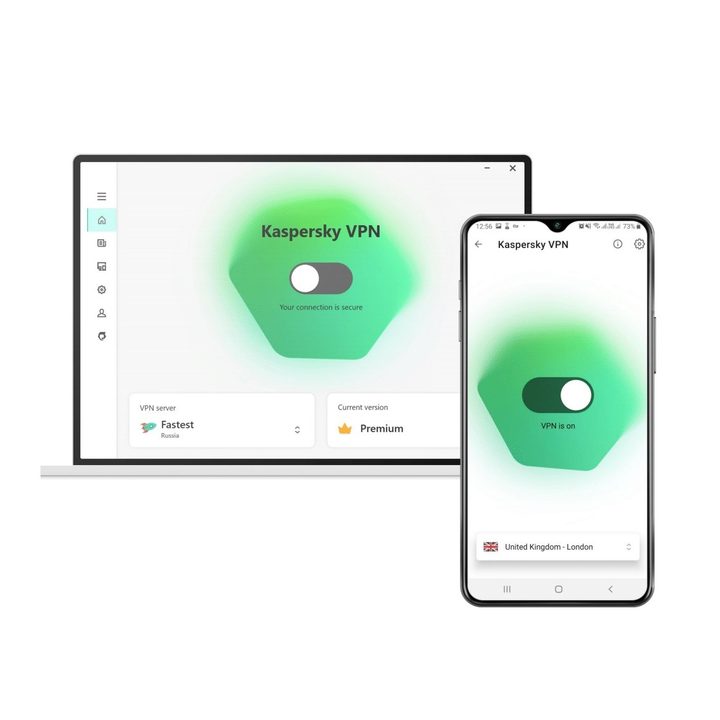 Kaspersky VPN Secure Connection tool on mobile and desktop.