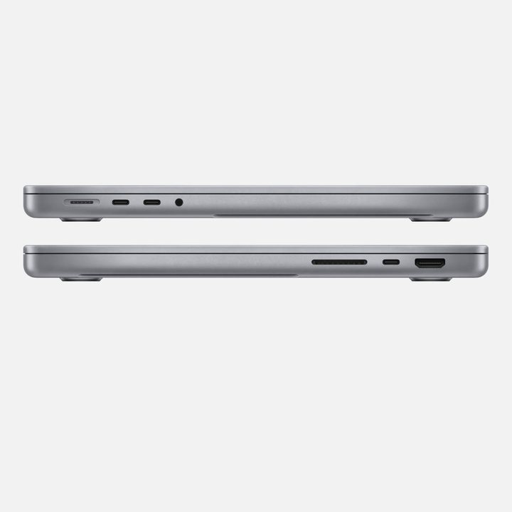 Apple MacBook Pro 14 side views showing ports.