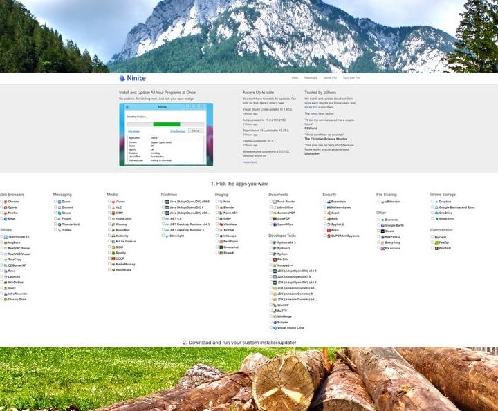 Ninite website on Windows.