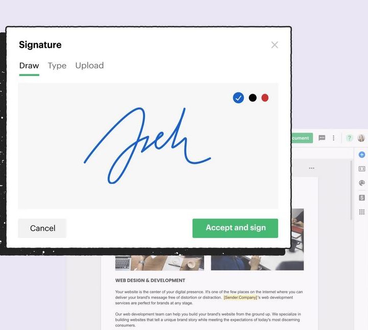 PandaDoc signing documents image with UI.