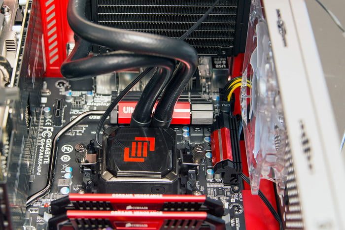 A CPU with mounted AIO waterblock.