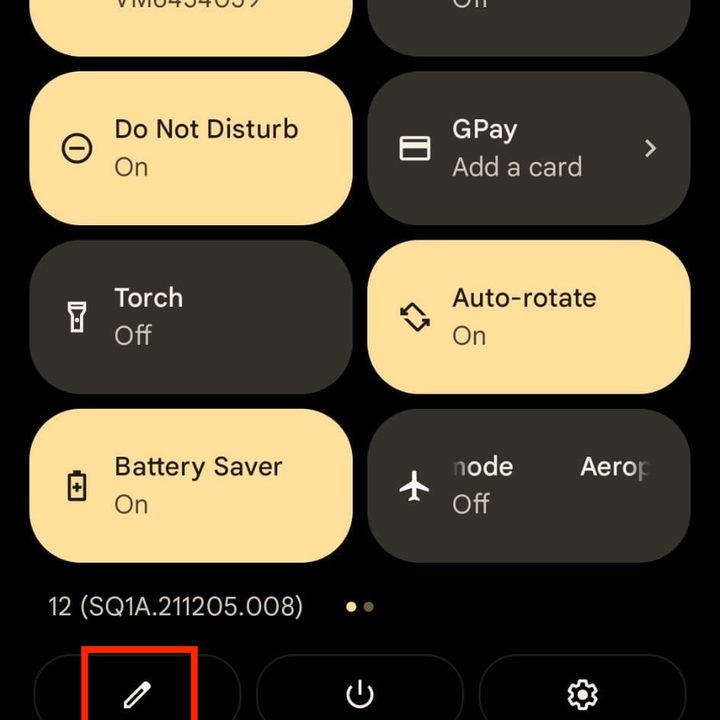 Quick Settings Menu on Android 12.