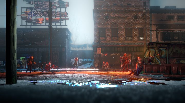 A character explores the streets of Replaced.
