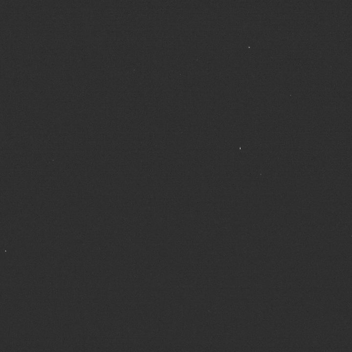 On Dec. 7, after opening the circular door to its telescopic imager, NASA’s DART captured this image of about a dozen stars near where the constellations Perseus, Aries and Taurus intersect.
