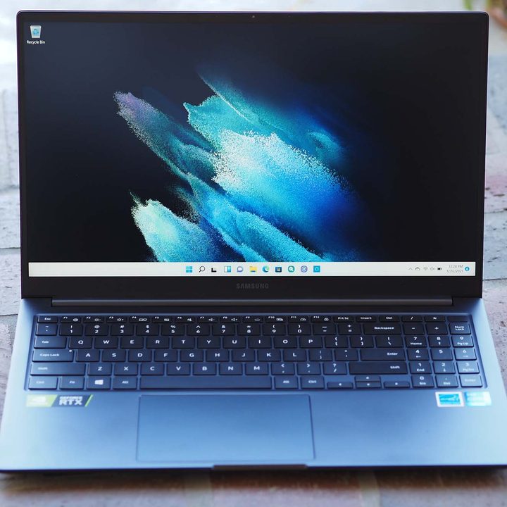 The Samsung Galaxy Book Odyssey showing off the desktop.