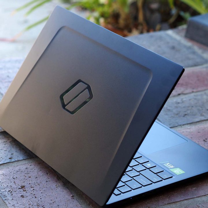 An angled view of the lid of the Samsung Galaxy Book Odyssey.