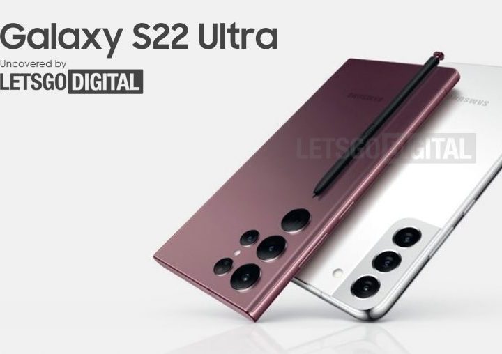 Leaked press image showing the rear panel of the Samsung Galaxy S22 Ultra and the Samsung Galaxy S22 Plus.