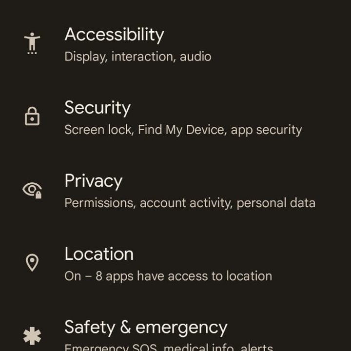 Settings in Android 12.