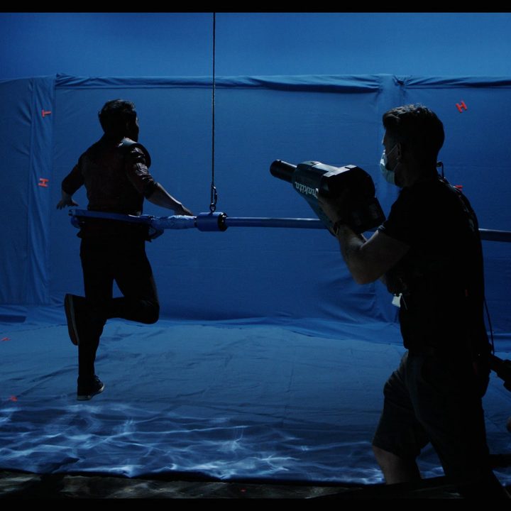 Filming an underwater scene in Shang-Chi and the Legend of the Ten Rings.