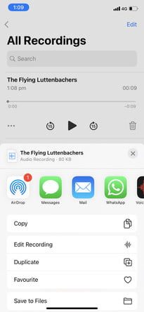 how to use voice memos record audio iphone share1