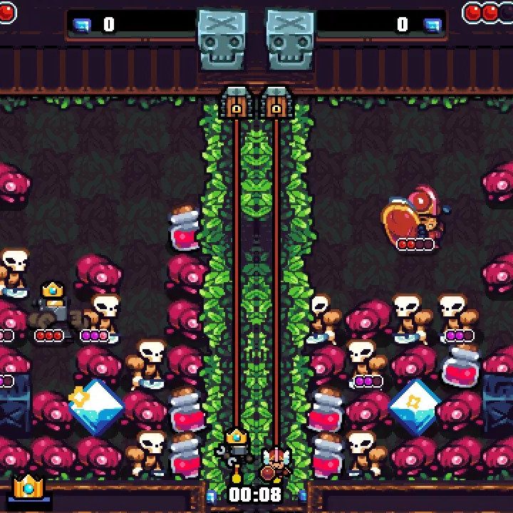 A versus battle in Shovel Knight Pocket Dungeon.