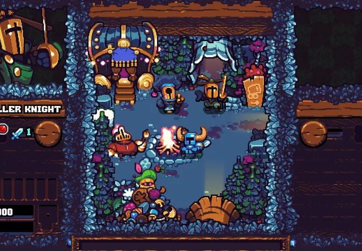 Shovel Knight hangs out in a campsite in Shovel Knight: Pocket Dungeon.