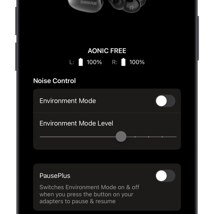 Screenshot of Shure Play app for iOS.