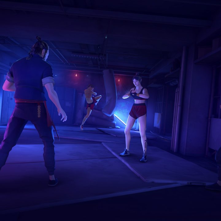 Sifu's main character facing off against opponents in a fight club.