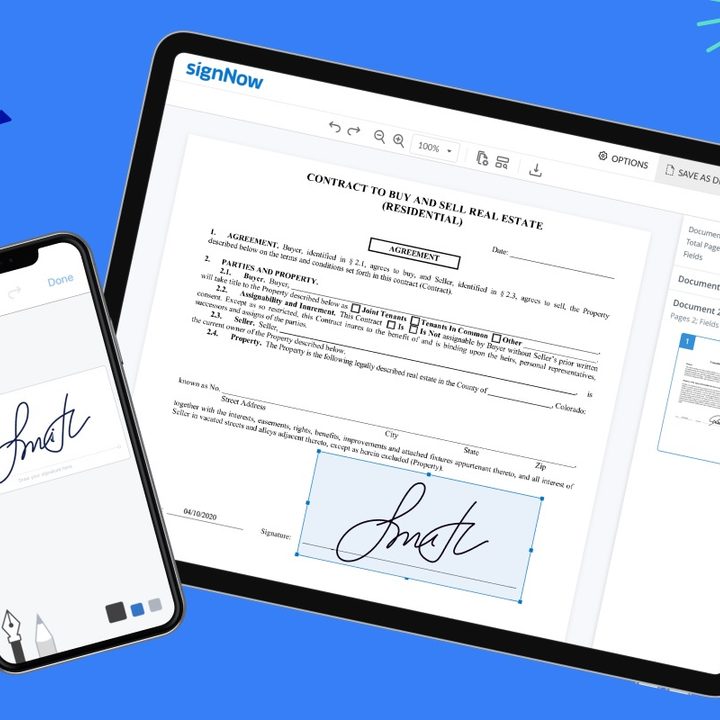 signNow mockup of app UI in use.
