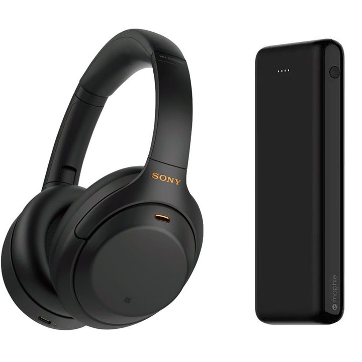Sony WH-1000XM4 Wireless Over the Ear Noise Cancelling Headphones, Black, with Powerbank.