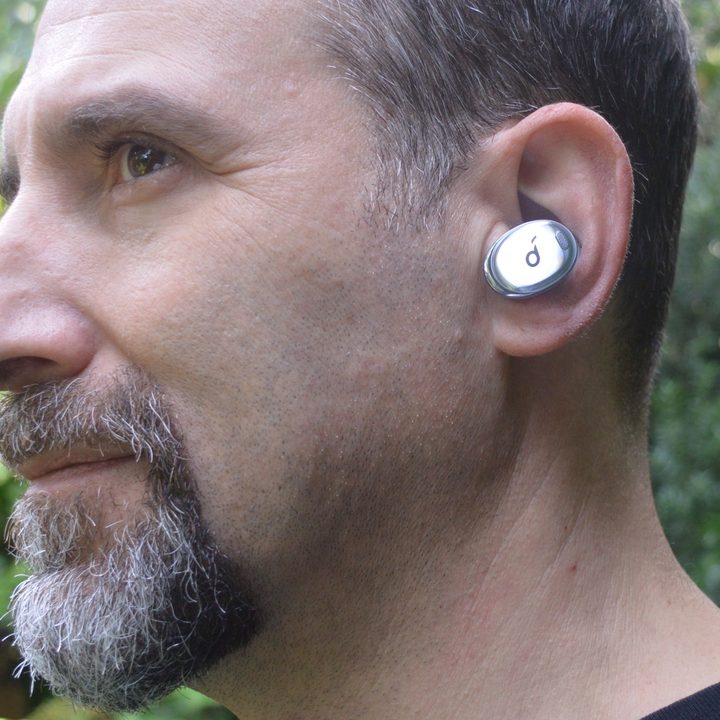Man wearing Soundcore Liberty 3 Pro.