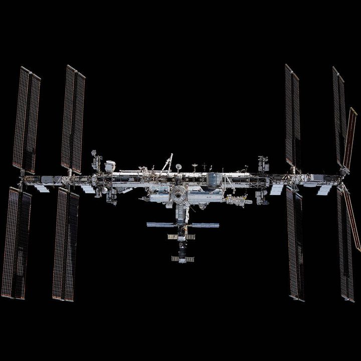The International Space Station captured from the Crew Dragon.