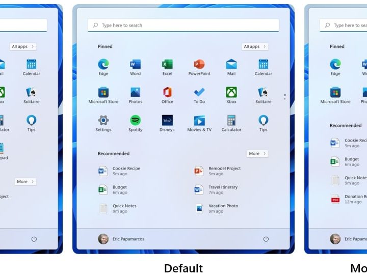 The resized Windows 11 Start Menu