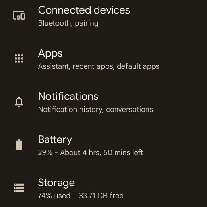 Taking a screenshot of Settings.