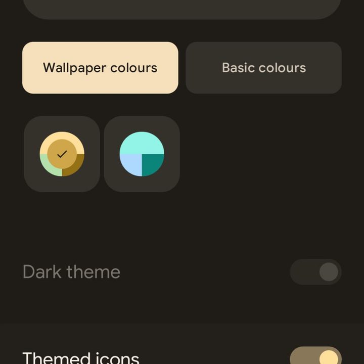 Themed icons in Android 12.