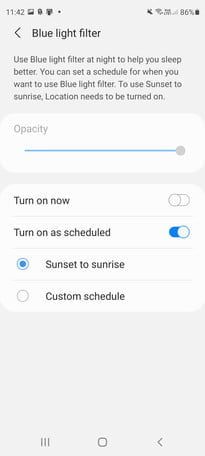 how to use blue light filter phone turn on samsung galaxy s20 fe screenshot 03 205x456