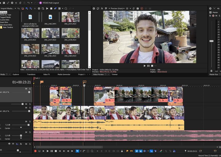 A video editor program open on the screen.